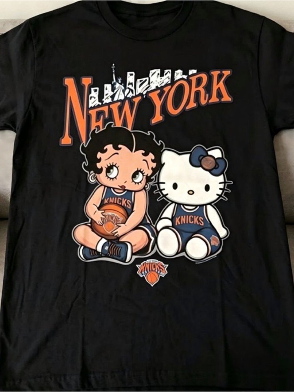 New York Knicks Royal Betty Boop and cat Women Men T-shirt unisex